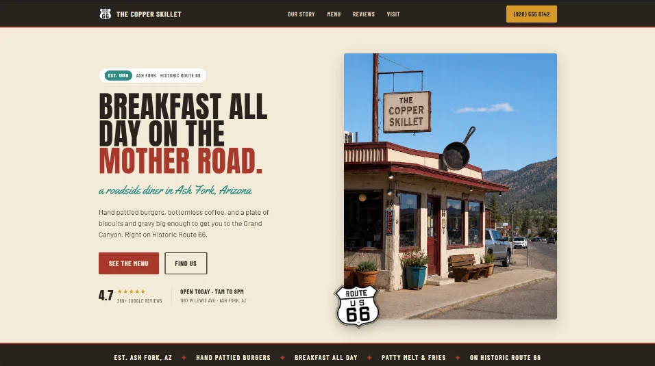 The Copper Skillet website preview