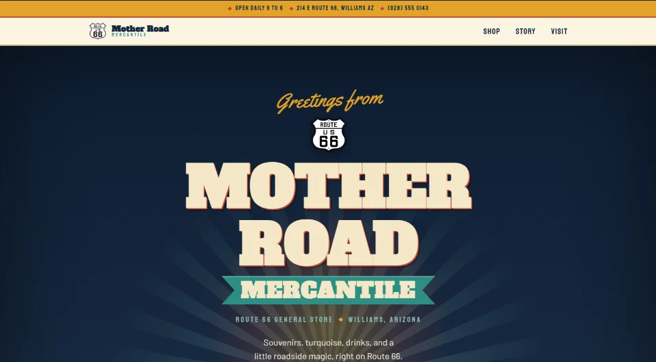 Mother Road Mercantile website preview